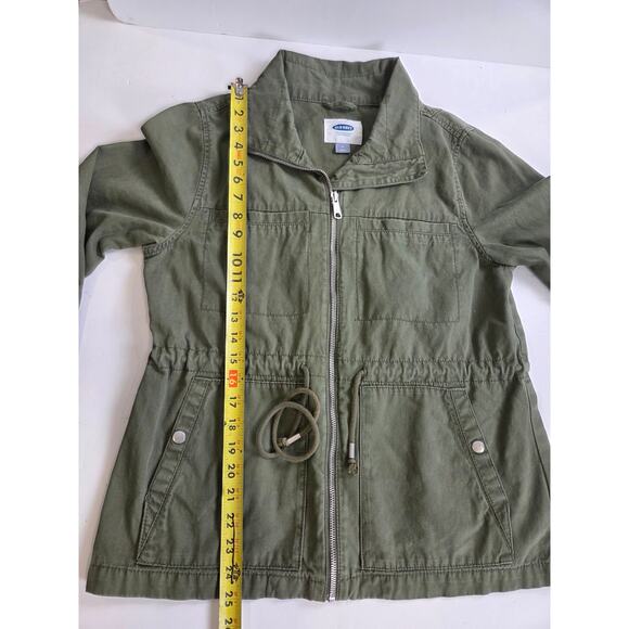 Old Navy Woman's Light Weight Jacket Army Green Size M Zip-Up 4 Pockets - Picture 4 of 6